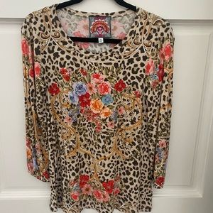 Johnny Was Cheetah long sleeve top XS